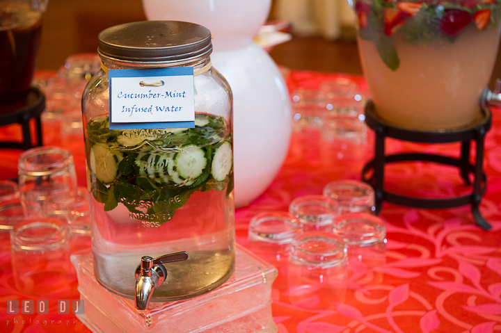 Cucumber mint infused water drink. Chesapeake Bay Beach Club wedding bridal testing photos by photographers of Leo Dj Photography. http://leodjphoto.com