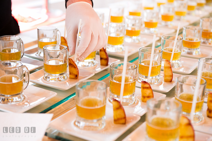 Grilled caramel apple with beer. Chesapeake Bay Beach Club wedding bridal testing photos by photographers of Leo Dj Photography. http://leodjphoto.com