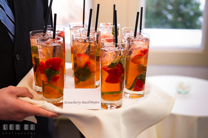 Strawberry basil mojito drink. Chesapeake Bay Beach Club wedding bridal testing photos by photographers of Leo Dj Photography. http://leodjphoto.com