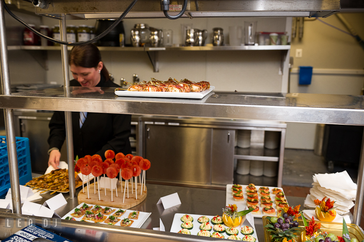 Kitchen staff preparing drinks and hor d'oeuvres. Chesapeake Bay Beach Club wedding bridal testing photos by photographers of Leo Dj Photography. http://leodjphoto.com