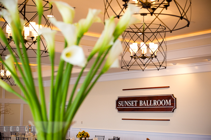 Sunset ballroom chandeliers and calla lily. Chesapeake Bay Beach Club wedding bridal testing photos by photographers of Leo Dj Photography. http://leodjphoto.com