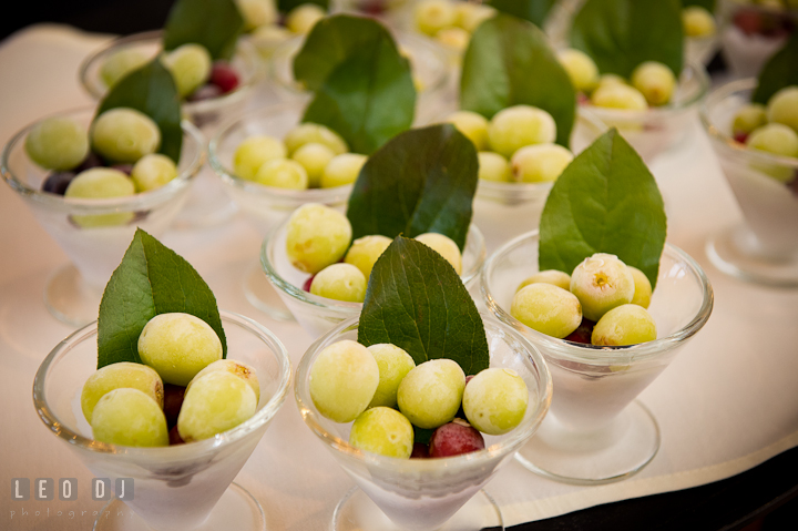 Fruit appetizers with grapes. Chesapeake Bay Beach Club wedding bridal testing photos by photographers of Leo Dj Photography. http://leodjphoto.com