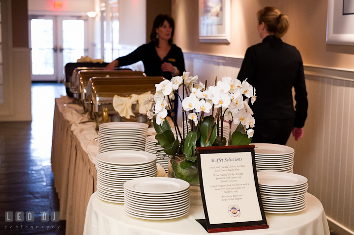 Buffet selections for dinner. Chesapeake Bay Beach Club wedding bridal testing photos by photographers of Leo Dj Photography. http://leodjphoto.com