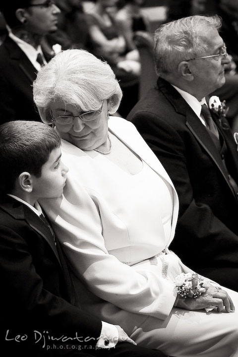 Mother of groom looking at her grandson. Baywood Clubhouse at Baywood Greens Wedding, St. Christophers Church Wedding, Kent Island, Eastern Shore Maryland