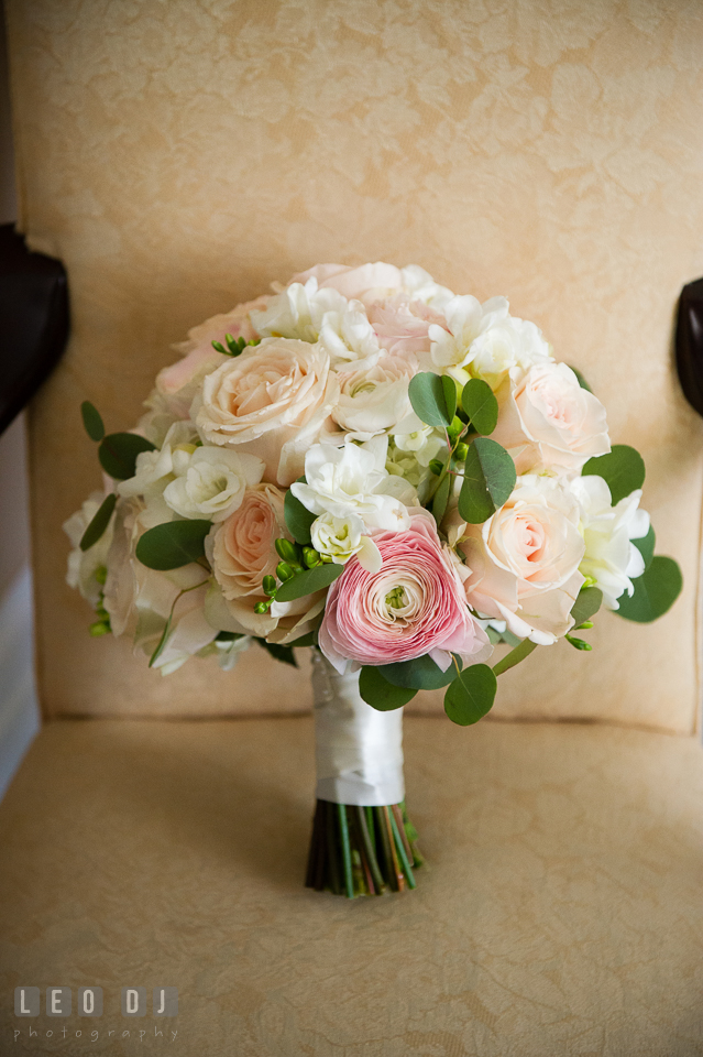 Kent Manor Inn beautiful bridal rose bouquet designed by Cache Fleur photo by Leo Dj Photography