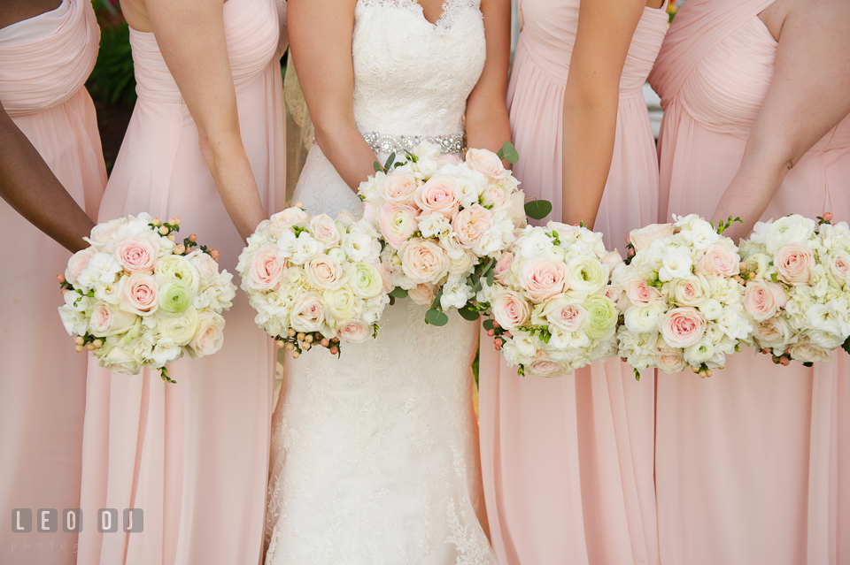 Kent Manor Inn stunning pastel rose bouquets for the Bride and Bridesmaids by Cache Fleur photo by Leo Dj Photography