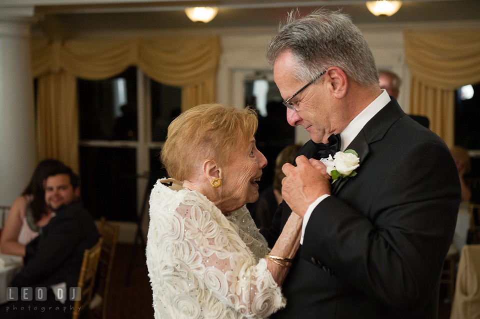 Kent Island Maryland Father and Grandmother of Bride dancing at wedding reception photo by Leo Dj Photography