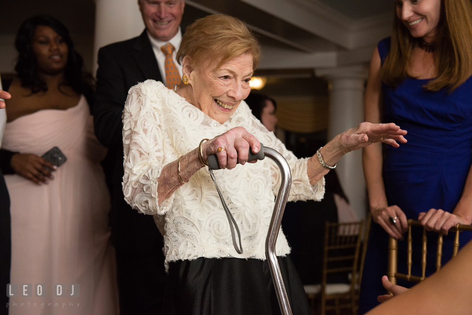 Eastern Shore Maryland grandmother dancing to music by Crow Entertainment DJ at wedding reception photo by Leo Dj Photography