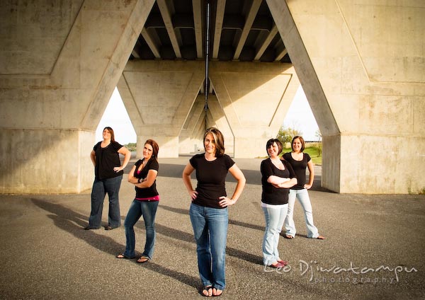 Five ladies posing under highway overpass, bridge. Commercial work photography Annapolis Eastern Shore MD Washington DC