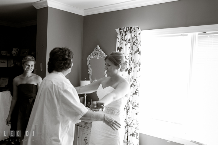 Mother of Bride happy to see her daughter. Getting ready and ceremony wedding photos at private estate at Preston, Easton, Eastern Shore, Maryland by photographers of Leo Dj Photography. http://leodjphoto.com