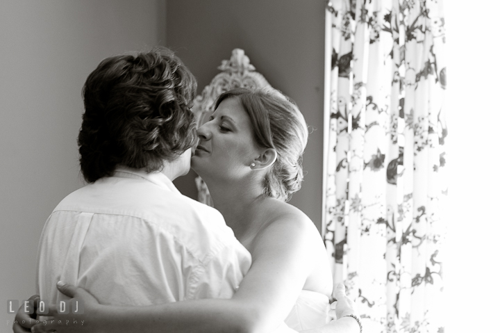 Mother of Bride and daughter hugging. Getting ready and ceremony wedding photos at private estate at Preston, Easton, Eastern Shore, Maryland by photographers of Leo Dj Photography. http://leodjphoto.com