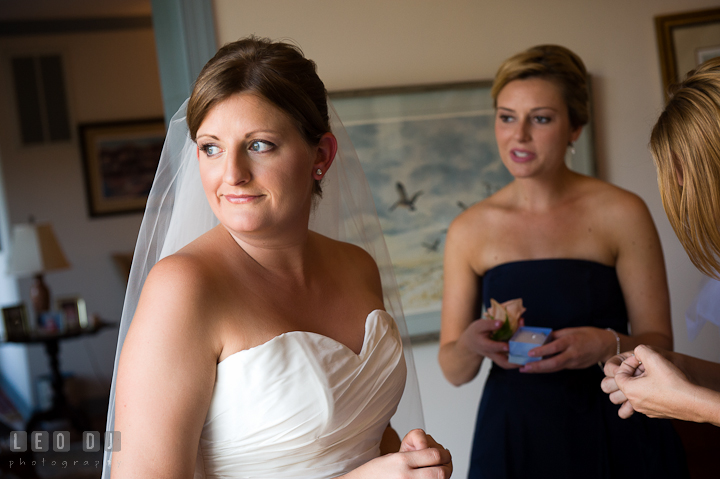 Bride and her Bridesmaid and Maid of Honor. Getting ready and ceremony wedding photos at private estate at Preston, Easton, Eastern Shore, Maryland by photographers of Leo Dj Photography. http://leodjphoto.com