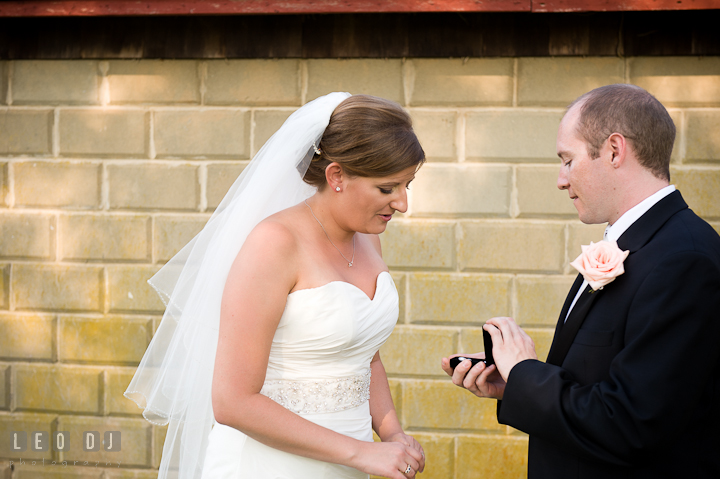 Groom showing his gift to Bride. Getting ready and ceremony wedding photos at private estate at Preston, Easton, Eastern Shore, Maryland by photographers of Leo Dj Photography. http://leodjphoto.com