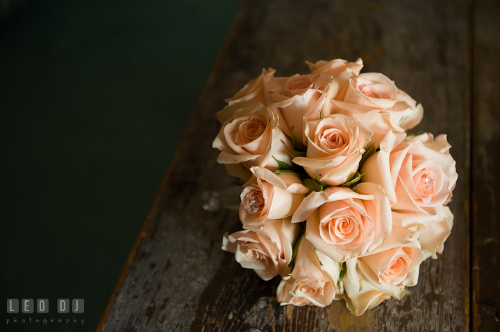 Rose flower bouquet for the Maid of Honor and Bridesmaids. Getting ready and ceremony wedding photos at private estate at Preston, Easton, Eastern Shore, Maryland by photographers of Leo Dj Photography. http://leodjphoto.com