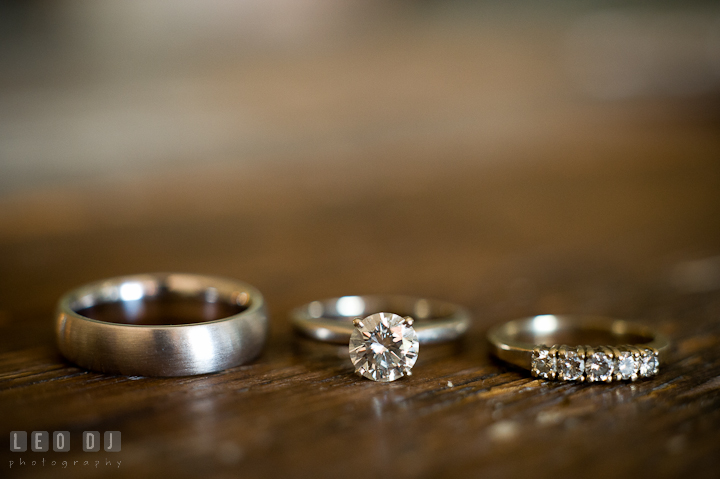 Wedding band, engagement ring, and wedding ring. Getting ready and ceremony wedding photos at private estate at Preston, Easton, Eastern Shore, Maryland by photographers of Leo Dj Photography. http://leodjphoto.com