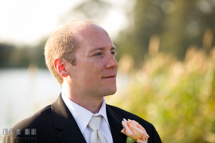 Groom seeing Bride walking down the isle. Getting ready and ceremony wedding photos at private estate at Preston, Easton, Eastern Shore, Maryland by photographers of Leo Dj Photography. http://leodjphoto.com