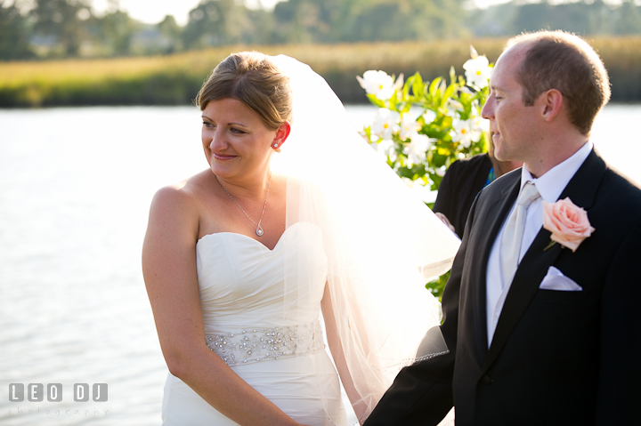 Bride emotional seeing her Dad shed a tear. Getting ready and ceremony wedding photos at private estate at Preston, Easton, Eastern Shore, Maryland by photographers of Leo Dj Photography. http://leodjphoto.com