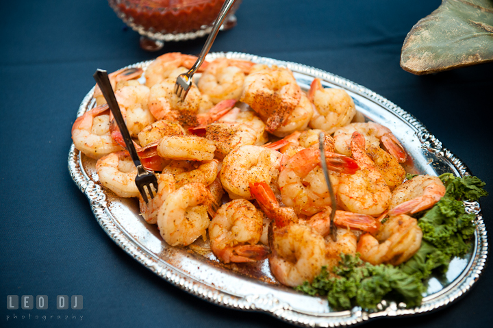 Steamed shrimp hor d'oeuvres with Old Bay Spice. Reception party wedding photos at private estate at Preston, Easton, Eastern Shore, Maryland by photographers of Leo Dj Photography. http://leodjphoto.com