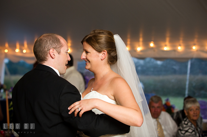 Bride and Groom's first dance. Reception party wedding photos at private estate at Preston, Easton, Eastern Shore, Maryland by photographers of Leo Dj Photography. http://leodjphoto.com