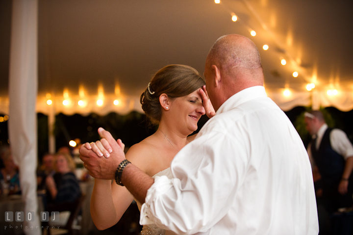 Father of the Bride and Daughter dance. Reception party wedding photos at private estate at Preston, Easton, Eastern Shore, Maryland by photographers of Leo Dj Photography. http://leodjphoto.com