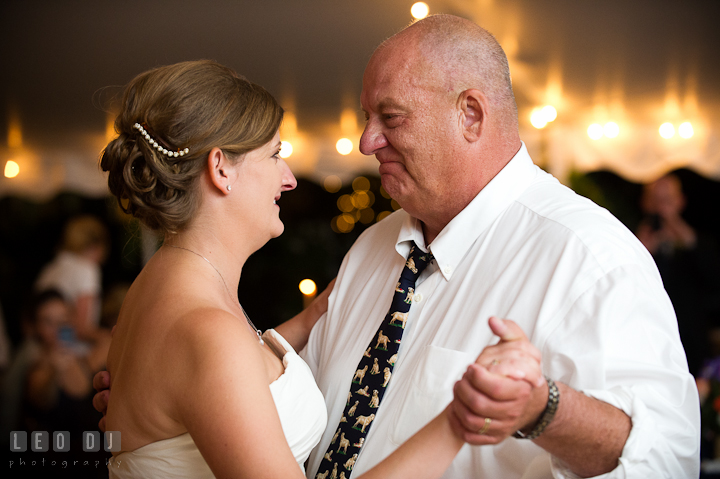 Bride dancing with her Father. Reception party wedding photos at private estate at Preston, Easton, Eastern Shore, Maryland by photographers of Leo Dj Photography. http://leodjphoto.com