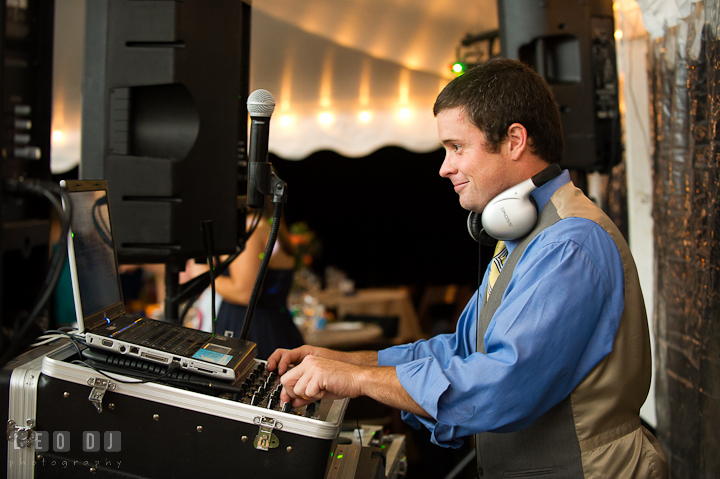 DJ Jimmy Higgins from Its Your Day DJ. Reception party wedding photos at private estate at Preston, Easton, Eastern Shore, Maryland by photographers of Leo Dj Photography. http://leodjphoto.com