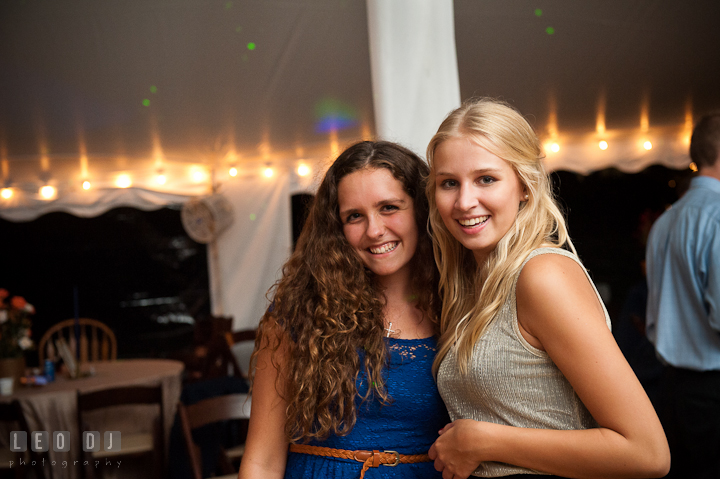 Two young girls dancing. Reception party wedding photos at private estate at Preston, Easton, Eastern Shore, Maryland by photographers of Leo Dj Photography. http://leodjphoto.com