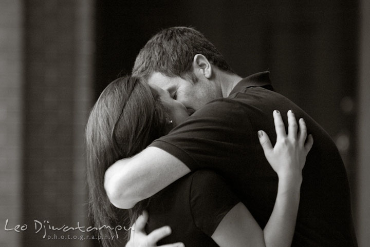 Engaged couple hugging tight and kissing. Tremont Plaza Hotel and Grand Historic Venue Baltimore Pre-wedding Engagement Photo Session by wedding photographers Leo Dj Photography