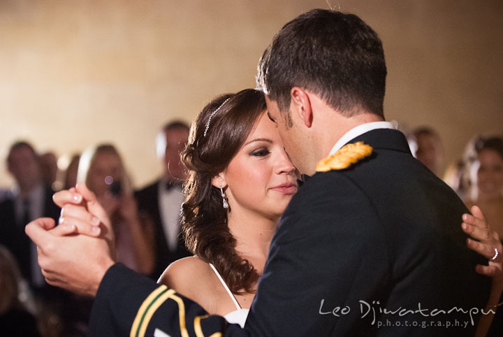 Bride and groom during first dance. Baltimore Maryland Tremont Plaza Hotel Grand Historic Venue wedding ceremony and reception photos, by photographers of Leo Dj Photography.