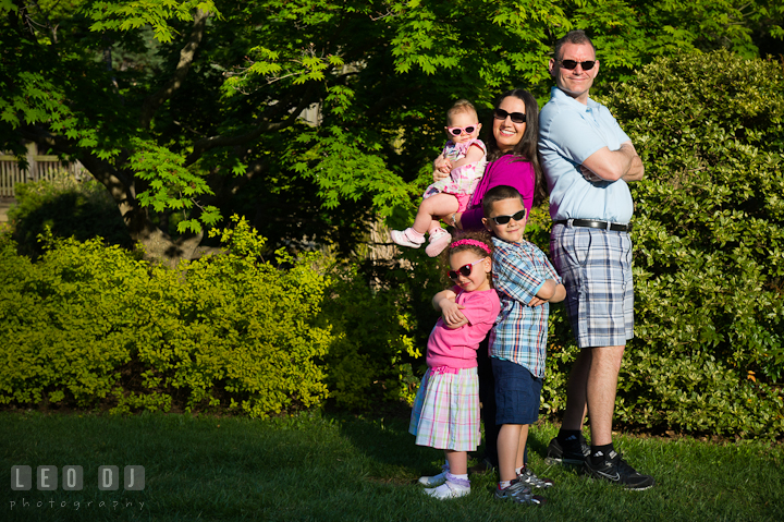 Family posing with sunglasses. Washington DC, Silver Spring, Maryland candid children and family lifestyle photo session by photographers of Leo Dj Photography.