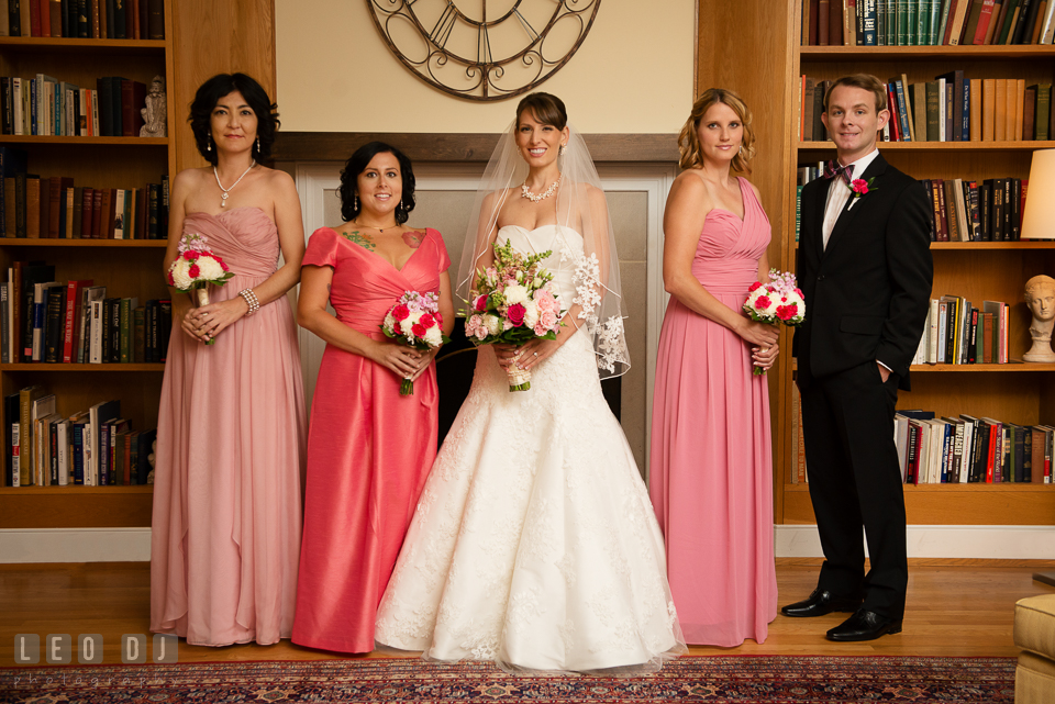 Bride with Maid of Honor, Bridesmaids and Bridesman. Aspen Wye River Conference Centers wedding at Queenstown Maryland, by wedding photographers of Leo Dj Photography. http://leodjphoto.com