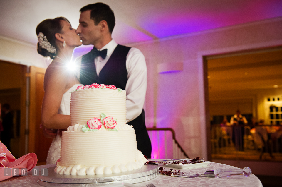 Two-tier wedding cake by Fraiche Cupcakery. Aspen Wye River Conference Centers wedding at Queenstown Maryland, by wedding photographers of Leo Dj Photography. http://leodjphoto.com