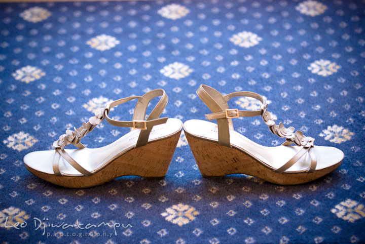 Bride's shoes. Mariott Aspen Wye River Conference Center Wedding photos at Queenstown Eastern Shore Maryland, by photographers of Leo Dj Photography.