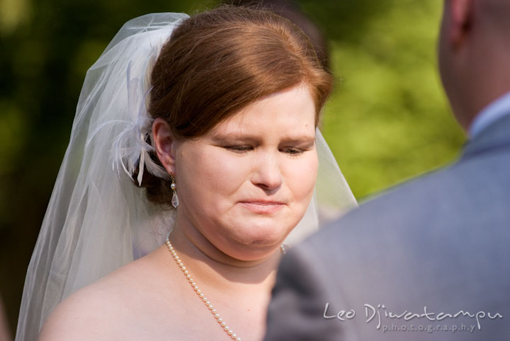 Bride gets emotional while reciting the vows. Mariott Aspen Wye River Conference Center Wedding photos at Queenstown Eastern Shore Maryland, by photographers of Leo Dj Photography.