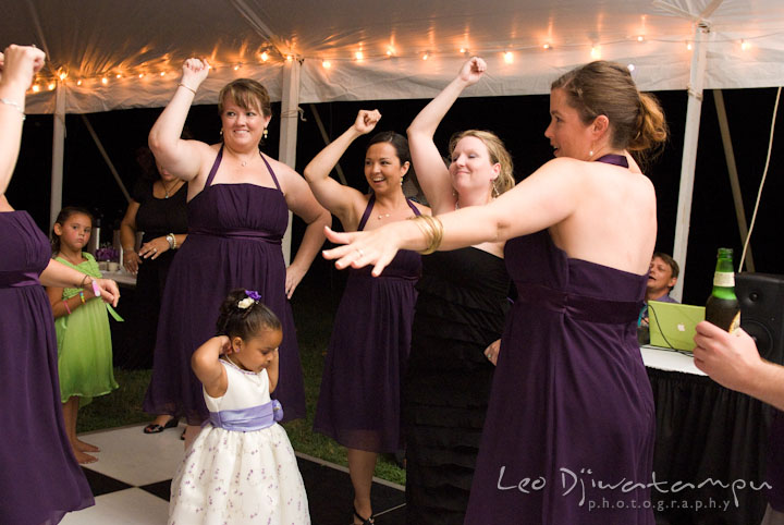 Maid of honor, bridesmaids, and guests dancing. Mariott Aspen Wye River Conference Center Wedding photos at Queenstown Eastern Shore Maryland, by photographers of Leo Dj Photography.