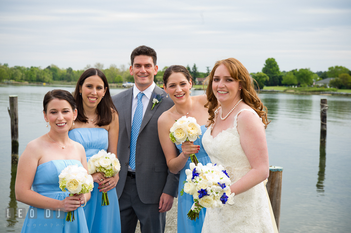Bride with Bridesmaids, Matron of Honor, and Best Man. Harbourtowne Golf Resort wedding photos at St. Michaels, Eastern Shore, Maryland by photographers of Leo Dj Photography.