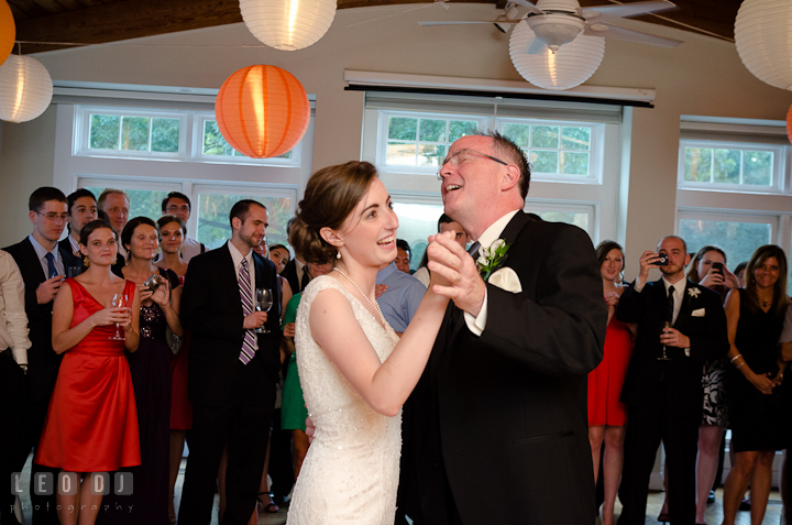 Guests watching Bride and her Father dancing. Historic London Town and Gardens wedding photos at Edgewater Annapolis, Maryland by photographers of Leo Dj Photography. http://leodjphoto.com