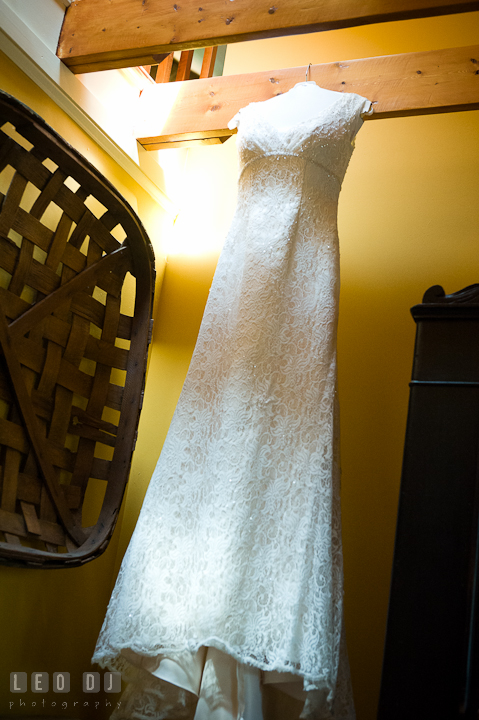 Beautiful detail wedding dress, wedding gown from Davids Bridal. Saint John the Evangelist church wedding ceremony photos at Severna Park, Maryland by photographers of Leo Dj Photography. http://leodjphoto.com