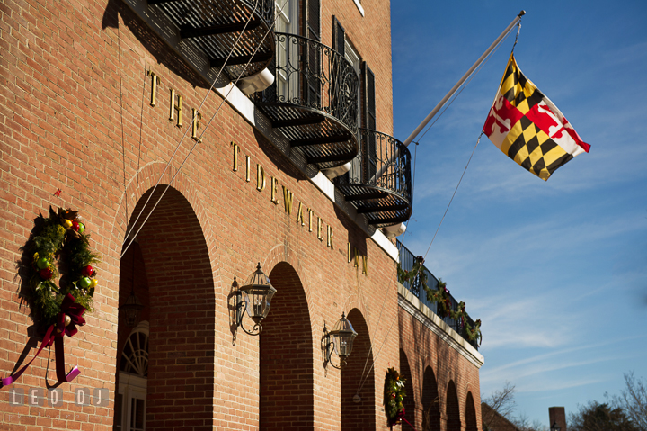 Front entrance of The Tidewater Inn hotel and venue. The Tidewater Inn wedding, Easton, Eastern Shore, Maryland, by wedding photographers of Leo Dj Photography. http://leodjphoto.com