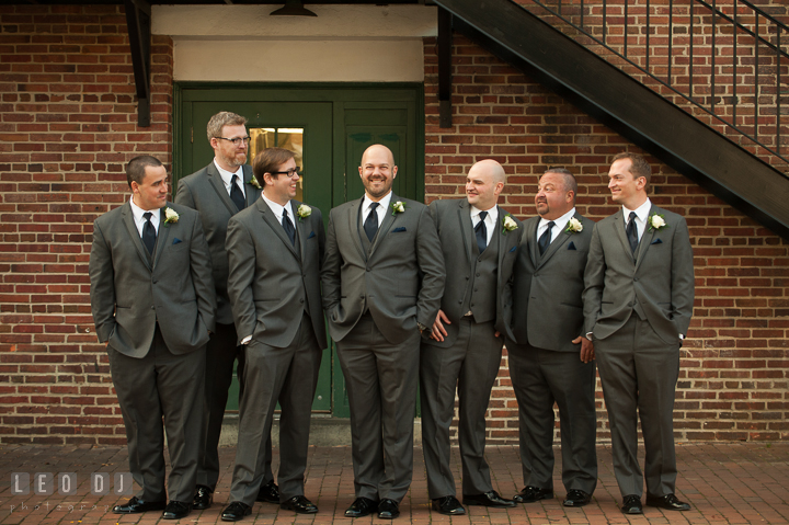 Group shot of Groom with Groom's Party. The Tidewater Inn wedding, Easton, Eastern Shore, Maryland, by wedding photographers of Leo Dj Photography. http://leodjphoto.com