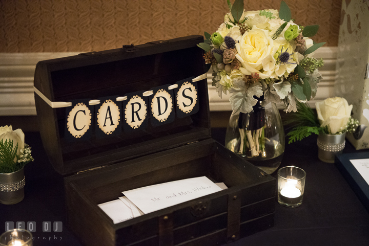 Box to put in cards and gifts from guests. The Tidewater Inn wedding, Easton, Eastern Shore, Maryland, by wedding photographers of Leo Dj Photography. http://leodjphoto.com