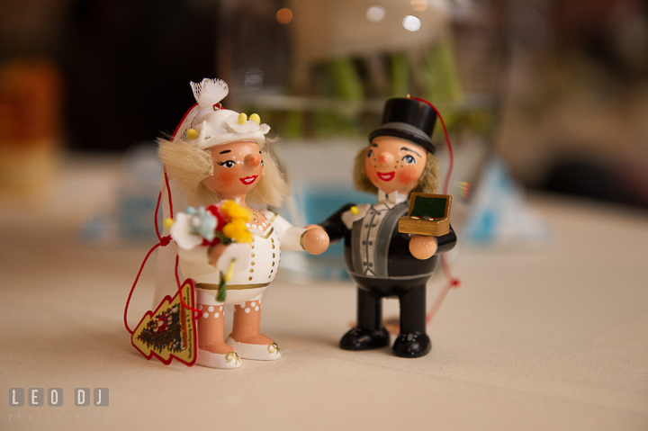 A gift set of traditional German wooden carving of Bride and Groom. The Tidewater Inn wedding, Easton, Eastern Shore, Maryland, by wedding photographers of Leo Dj Photography. http://leodjphoto.com