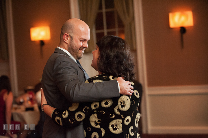 Mother of Groom dacing with son during parent dance. The Tidewater Inn wedding, Easton, Eastern Shore, Maryland, by wedding photographers of Leo Dj Photography. http://leodjphoto.com