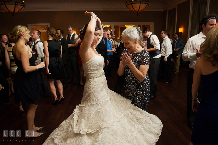 Bride twirling her wedding gown while dancing with Mother. The Tidewater Inn wedding, Easton, Eastern Shore, Maryland, by wedding photographers of Leo Dj Photography. http://leodjphoto.com