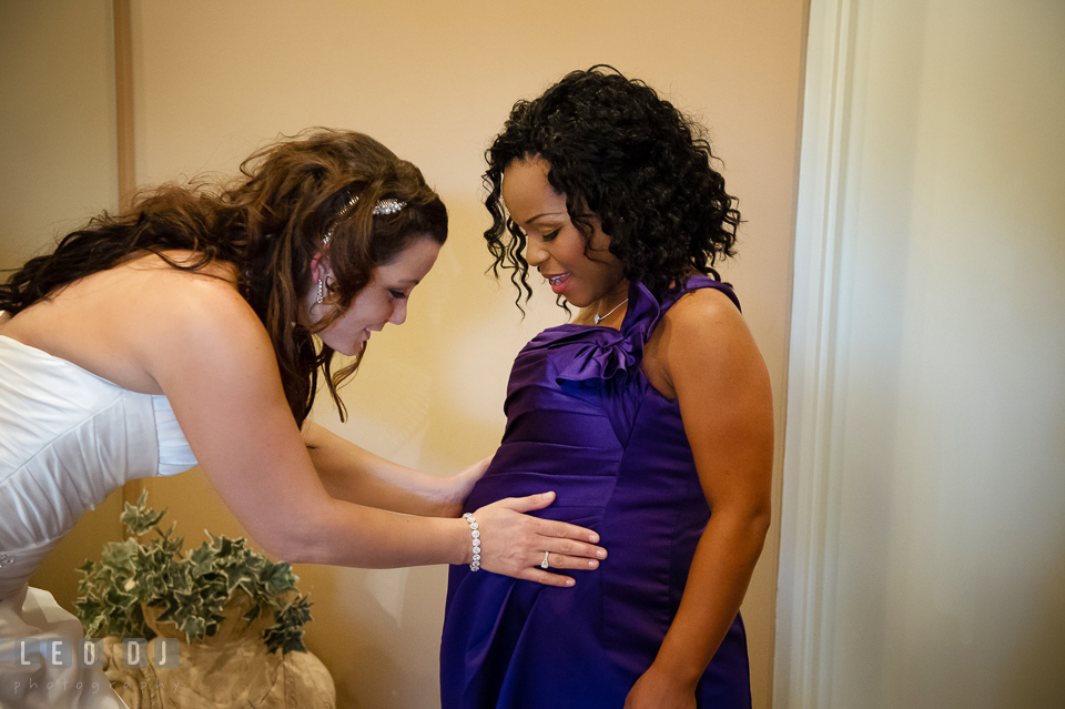 Bride and her Bridesmaid. Harbour View Events Woodbridge Virginia wedding ceremony and reception photo, by wedding photographers of Leo Dj Photography. http://leodjphoto.com