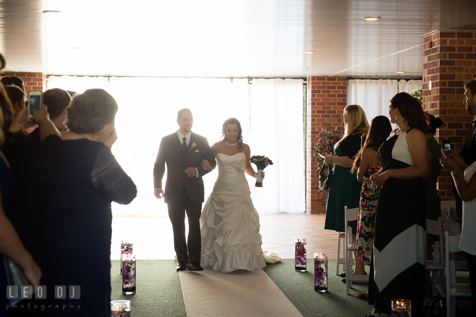 Bride walked down the aisle with her twin brother. Harbour View Events Woodbridge Virginia wedding ceremony and reception photo, by wedding photographers of Leo Dj Photography. http://leodjphoto.com