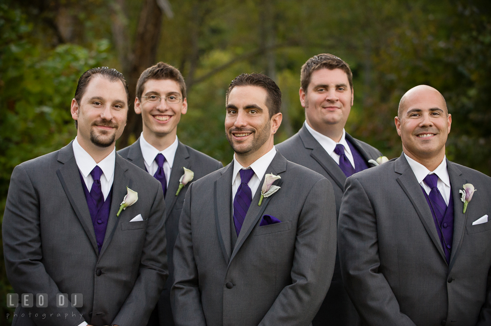 Groom with his Groom's party consisting the Best Man and Groomsmen. Harbour View Events Woodbridge Virginia wedding ceremony and reception photo, by wedding photographers of Leo Dj Photography. http://leodjphoto.com