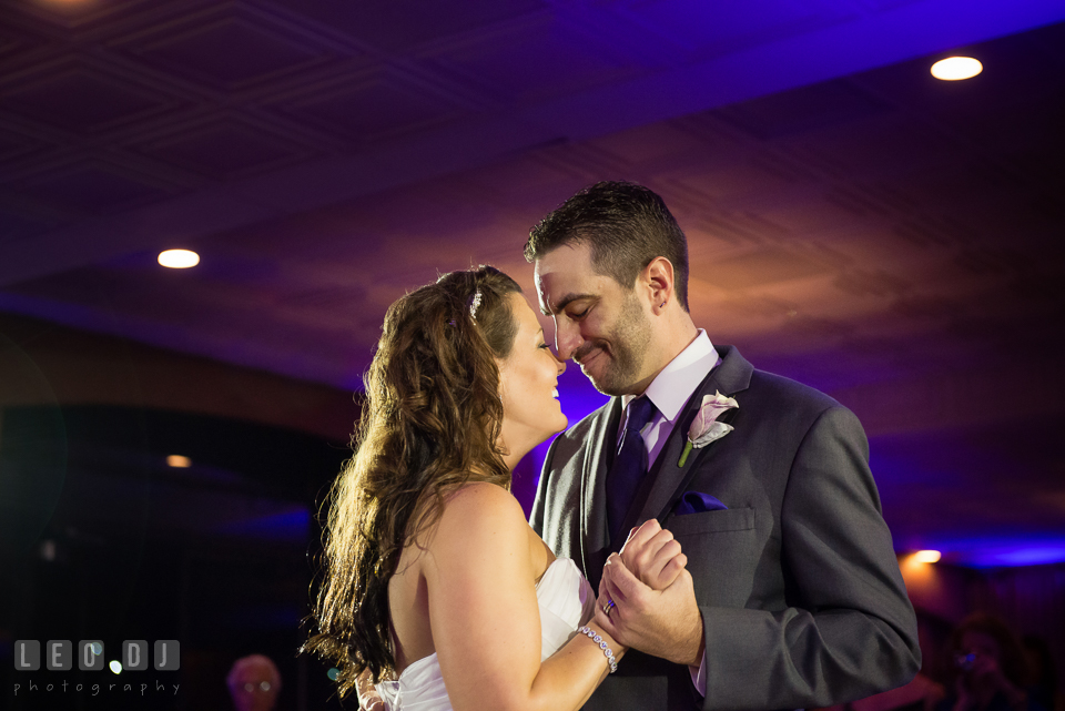 Bride and Groom's first dance. Harbour View Events Woodbridge Virginia wedding ceremony and reception photo, by wedding photographers of Leo Dj Photography. http://leodjphoto.com