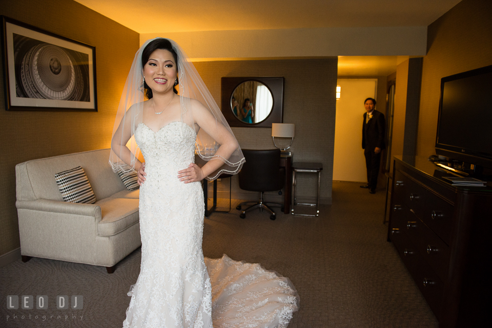 Sheraton Hotel Reston Virginia Bride first look with Groom photo by Leo Dj Photography