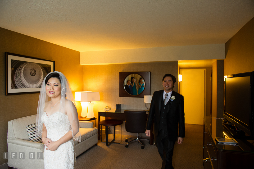 Sheraton Hotel Reston Virginia Bride and Groom's first glance photo by Leo Dj Photography